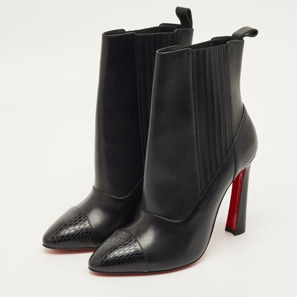 Christian Louboutin Me In The 90S Boots Size 37 Black Leather Ankle Length Boots - Picture 2 of 7